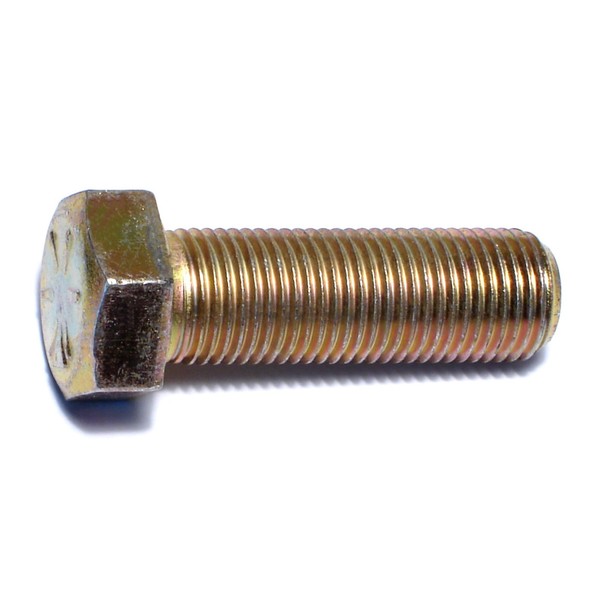 Midwest Fastener Grade 8, 9/16"-18 Hex Head Cap Screw, Zinc Yellow Steel, 1-3/4 in L, 5 PK 65504